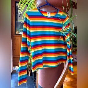 Lucy & Yak Rainbow Striped Long Sleeve Top